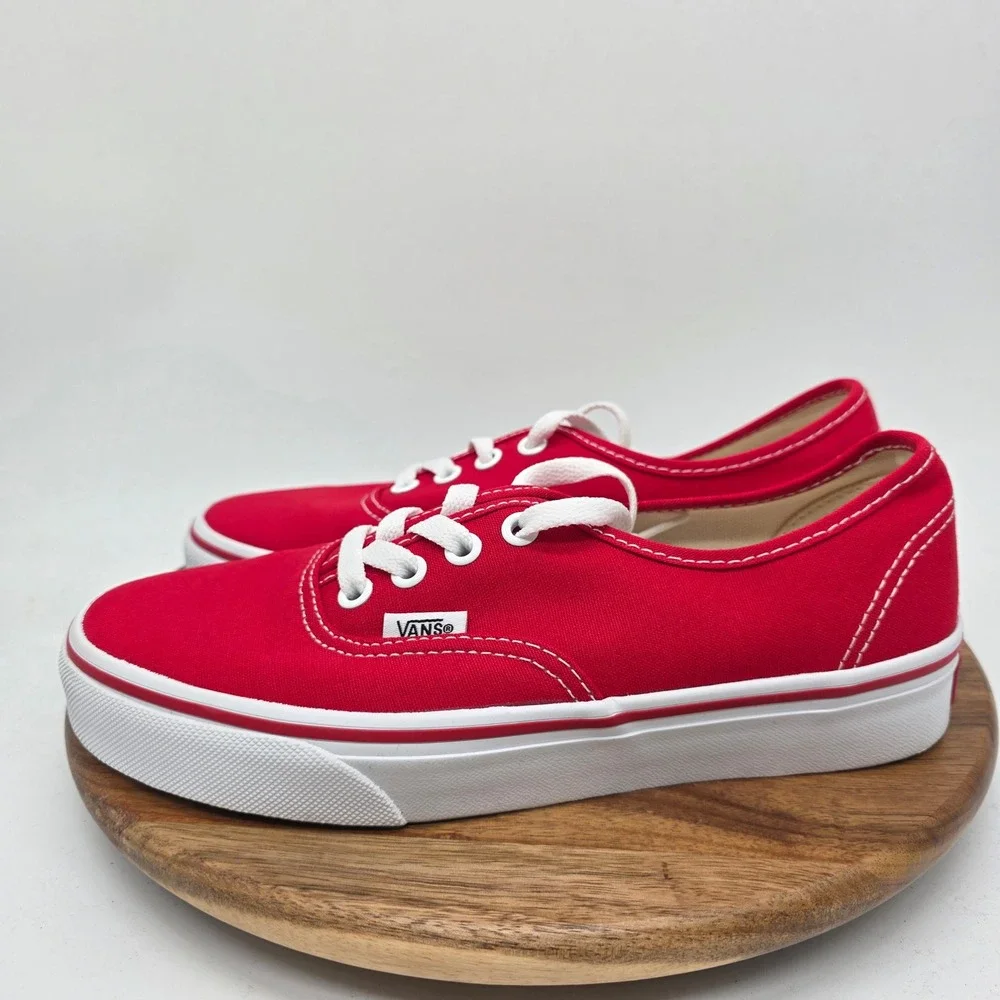 Vans Authentic Red Canvas Low Top Sneakers VN000EE3RED Men's 5 Women's 6.5 New
